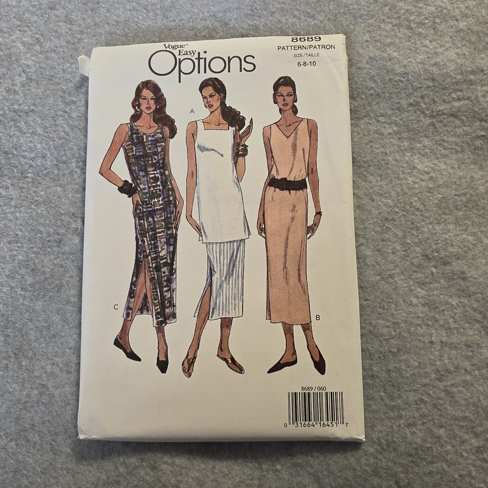 Vogue Easy Options 8689 Dress Sewing Pattern Sz 6 8 10 Womens Contemporary